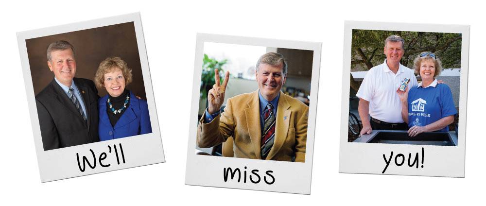 We'll miss you. Three polaroids of President Haas and Marcia